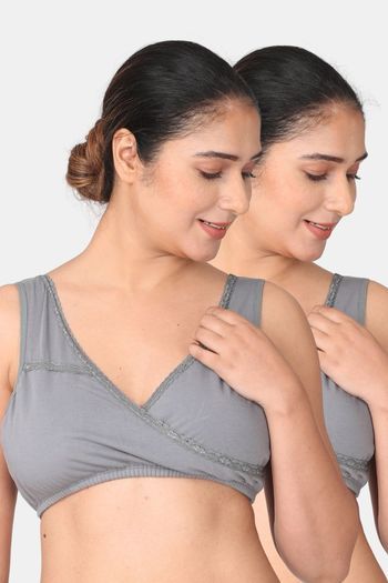 Buy Morph Non Padded Non Wired Full Coverage Maternity / Nursing Bra (Pack of 2) - Grey